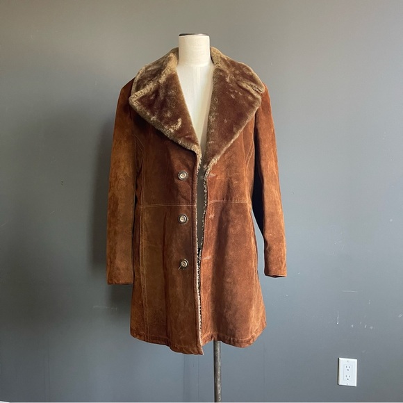 Bloomingdale's Other - Vintage Shearling Suede Coat Saddle Brown 70s Ranch Cabincore Heritage Outdoor